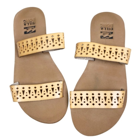 Billabong Women’s Tan Tribal Cut Out Double Strap Slip on Summer Sandals - Picture 2 of 8